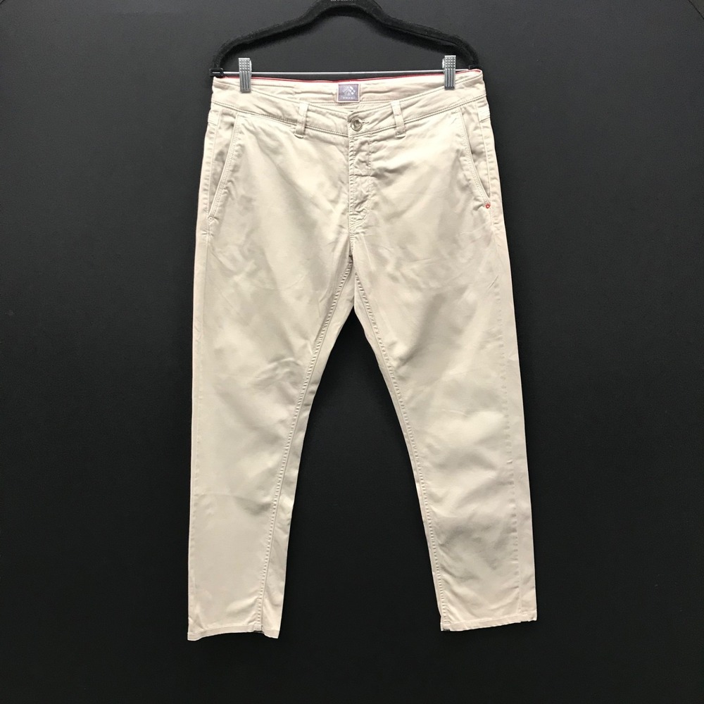 Fradi Chino Pants Tan Slacks Logo Flat Front Men's Size 33